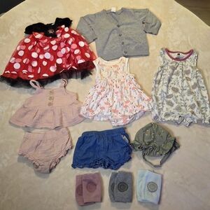 Baby Girl 6–9 Month Clothing Bundle 14-Piece Lot | Tea Collection, Disney, H&M
